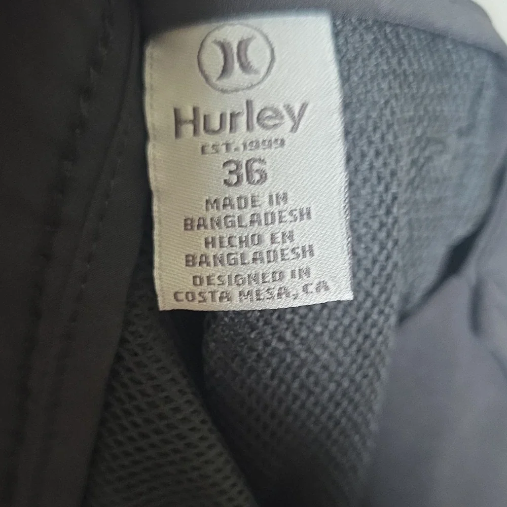 Hurley Mens Black Solid Flat Front Button Closure Shorts Regular Size 36
